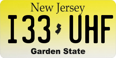 NJ license plate I33UHF