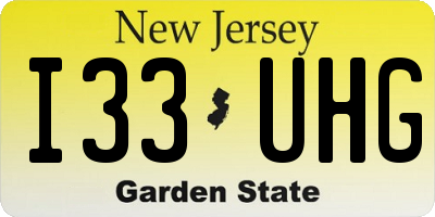 NJ license plate I33UHG