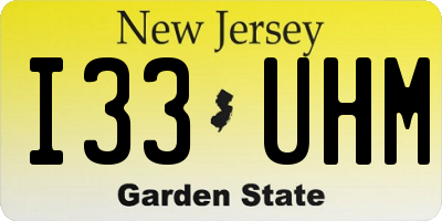 NJ license plate I33UHM