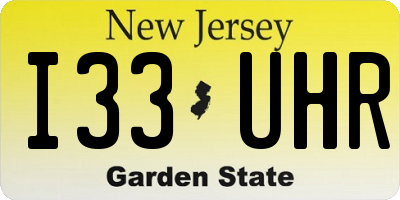 NJ license plate I33UHR