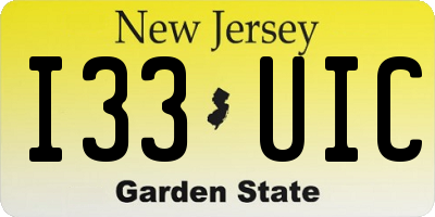 NJ license plate I33UIC