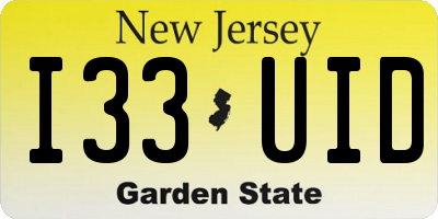 NJ license plate I33UID