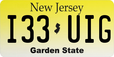NJ license plate I33UIG