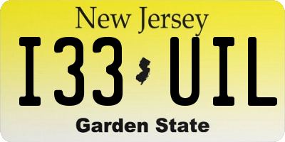 NJ license plate I33UIL