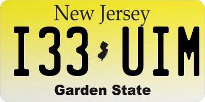 NJ license plate I33UIM