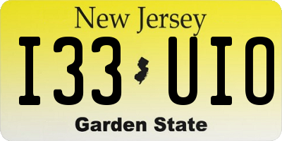 NJ license plate I33UIO
