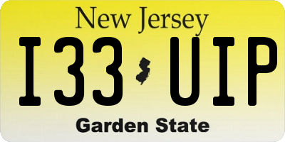 NJ license plate I33UIP