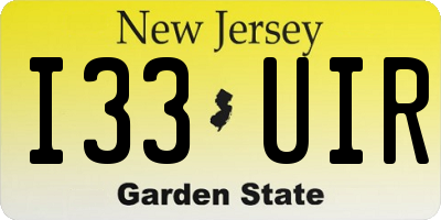 NJ license plate I33UIR