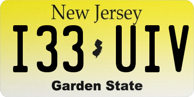 NJ license plate I33UIV