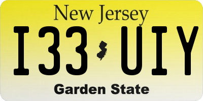 NJ license plate I33UIY