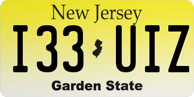 NJ license plate I33UIZ