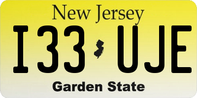 NJ license plate I33UJE