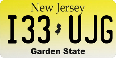 NJ license plate I33UJG