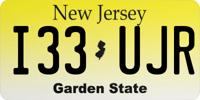 NJ license plate I33UJR