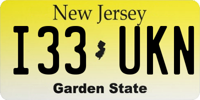 NJ license plate I33UKN