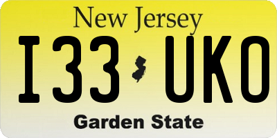 NJ license plate I33UKO