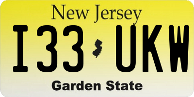 NJ license plate I33UKW