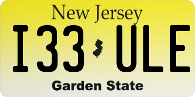 NJ license plate I33ULE