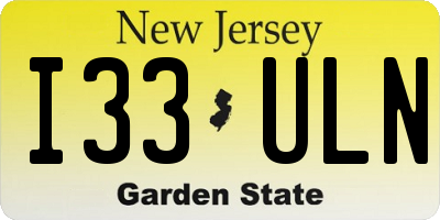 NJ license plate I33ULN