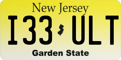 NJ license plate I33ULT