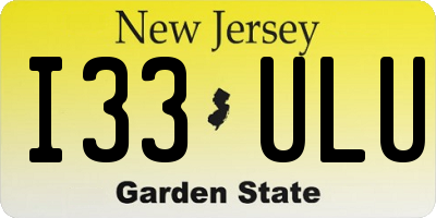 NJ license plate I33ULU