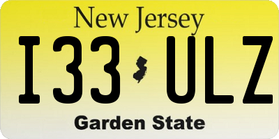 NJ license plate I33ULZ