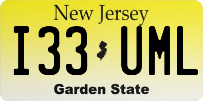 NJ license plate I33UML