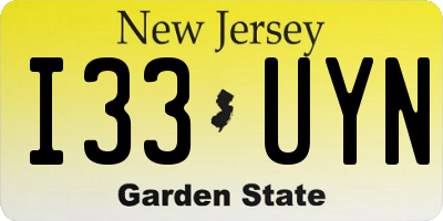 NJ license plate I33UYN