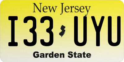 NJ license plate I33UYU