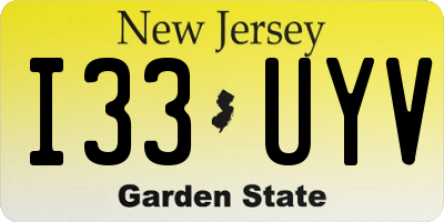 NJ license plate I33UYV