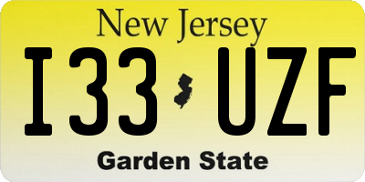 NJ license plate I33UZF