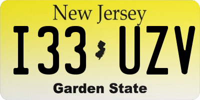 NJ license plate I33UZV