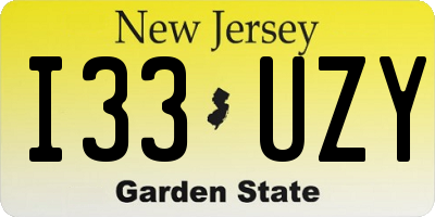 NJ license plate I33UZY