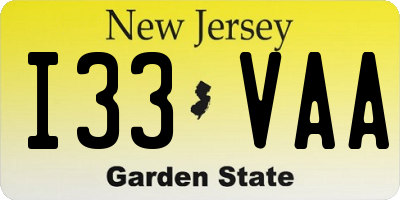 NJ license plate I33VAA