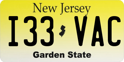 NJ license plate I33VAC