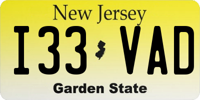 NJ license plate I33VAD