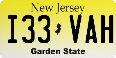 NJ license plate I33VAH