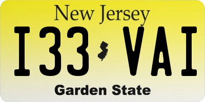 NJ license plate I33VAI