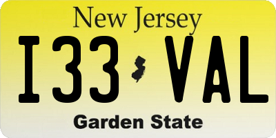 NJ license plate I33VAL