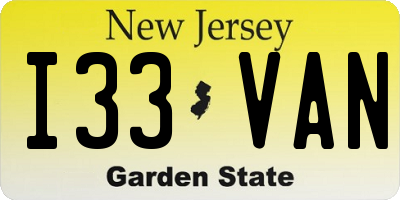 NJ license plate I33VAN