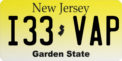 NJ license plate I33VAP