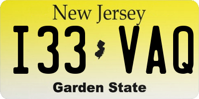 NJ license plate I33VAQ