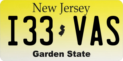 NJ license plate I33VAS