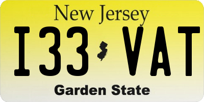 NJ license plate I33VAT