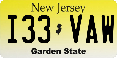 NJ license plate I33VAW