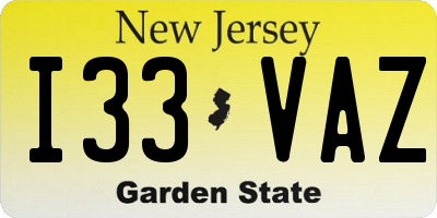 NJ license plate I33VAZ