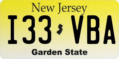 NJ license plate I33VBA
