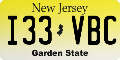 NJ license plate I33VBC