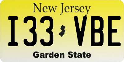 NJ license plate I33VBE