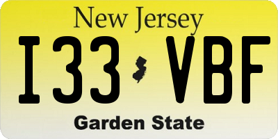 NJ license plate I33VBF